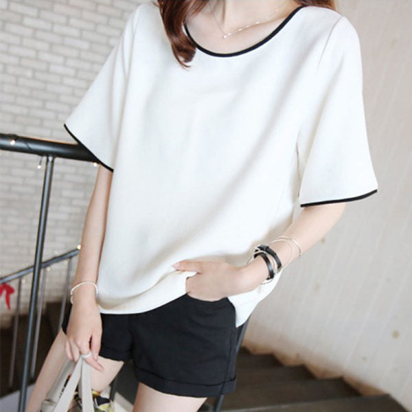 Hollow-out Short-sleeved Hot Girl Sexy Slim Fit Midriff-baring Top